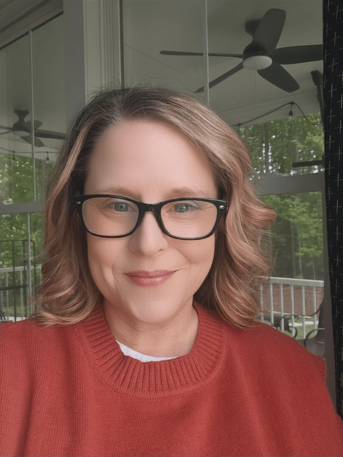 Julie Neal Wilson, portrait on her back porch